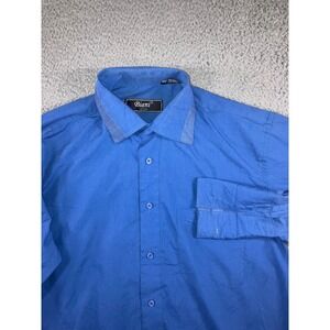 Biani Dress Shirt Men L 16-16.5 Blue Long Sleeve Button Up Textured Collar